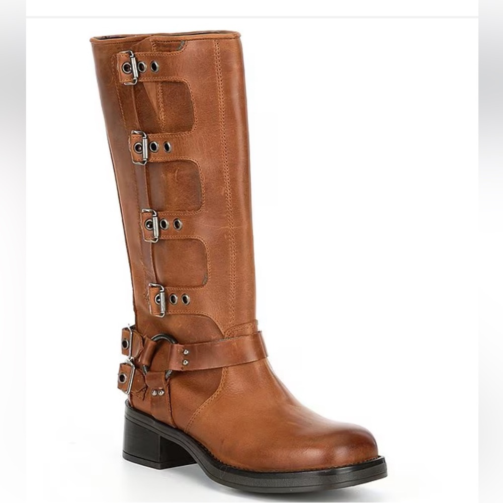 STEVE MADDEN : Brocks Distressed Leather Tall Moto Boots 7 NWOT